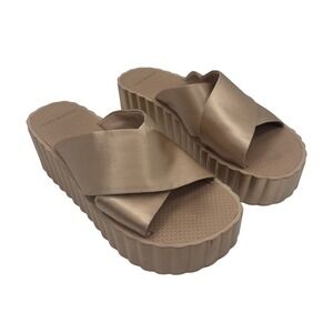 Tory Burch Bellini Blush Scallop Wedge Platform Criss Cross Sandals Womens 9M